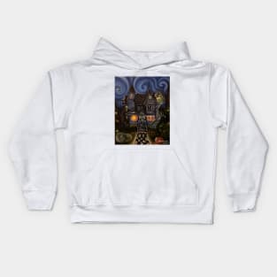 Gothic Victorian House with monsters Kids Hoodie